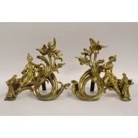 Henri Vian, Untitled, A Fine pair of dore bronze figural Chenets