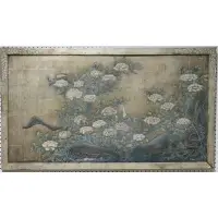 Max Kuehne, Untitled, Large framed carved silver leaf lacquered wood painting of Lily Pads