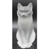 Lalique, France Sitting Cat Frosted Glass Sculpture