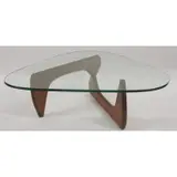 Glass Top Coffee Table by Isamu Noguchi, A nice vintage table with thick glass top and metal pin, sold Apr 2023