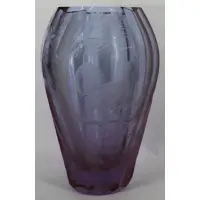 Mary Moser, Signed Etched Lavender Glass Vase