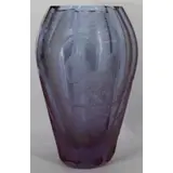 Mary Moser, Signed Etched Lavender Glass Vase
