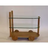 Gilbert Rohde, 1940s Oak and Glass Two-Tier Bar Car