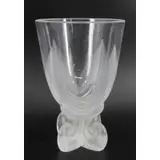 Lalique, France Glass Vase With Feathers & Scroll