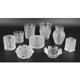 France Glass Cabinet Items by Lalique, Glass with flowers (2.75" h x 2.75" dia), sold May 2022