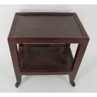 Karl Springer, Signed Snake Skin Stand On Wheels