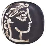 Profil de Jacqueline by Pablo Picasso, Madoura glazed earthenware wall-hanging convex plaque, sold Jan 2021
