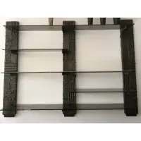 Paul Evans, Sculpted Bronze Wall Unit, 1972, Glass shelf 48" long x 15" d