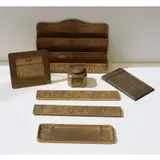 7 Piece Bronze Zodiac Desk Set by Tiffany Studios, In a gilt bronze patina, sold Oct 2020