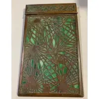 Pine Needle Pattern Notepad by Tiffany Studios, Bronze & Favrile glass impressed signed trademark on bottom with #1022, sold Jul 2020