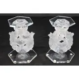 Lalique, France Signed Pair Of Candlesticks