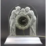 Signed "Deux Figurine" Bedside Clock by René Lalique, 1926, Molded frosted glass and nickeled-bronze, sold Mar 2020