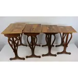 Galle, Signed Set Of Inlaid Nesting Tables