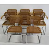 Marcel Breuer, 8 Cesca Chairs 6 Arm & 2 Side, stainless steel