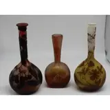 3 Signed Cameo Glass Cabinet Vases by Galle, sold Dec 2018