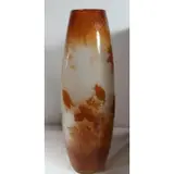 Galle, Large Signed Cameo Glass Orange Floral