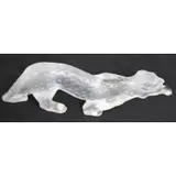 France Signed Crouching Panther "Zeila" by Lalique, Clear and frosted glass crouching Panther Zeila, sold Jul 2018