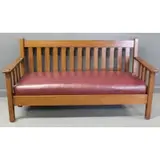 Stickley Brothers, Oak Drop Arm Settle with Slatted