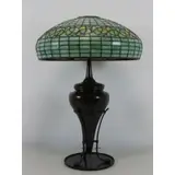 Leaded Glass "Vine Border" by Tiffany Studios, Bronze Table Lamp, sold Jul 2017