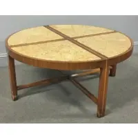 ; Charak Modern Coffee Table by Tommi Parzinger, Marble insert top and banded coffee table, sold Dec 2016