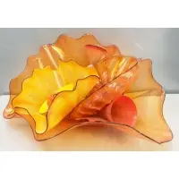 Dale Chihuly, "Rising Sun" Persian Series Sculpture, Blown glass sculpture in 9 parts in multi-color with black lip wrap