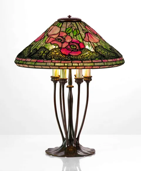 Tiffany Studios, Poppy Table Lamp, 1910, Leaded glass
