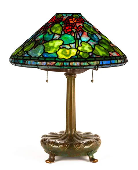 Tiffany Studios, Geranium Lamp, Leaded glass and patinaed bronze