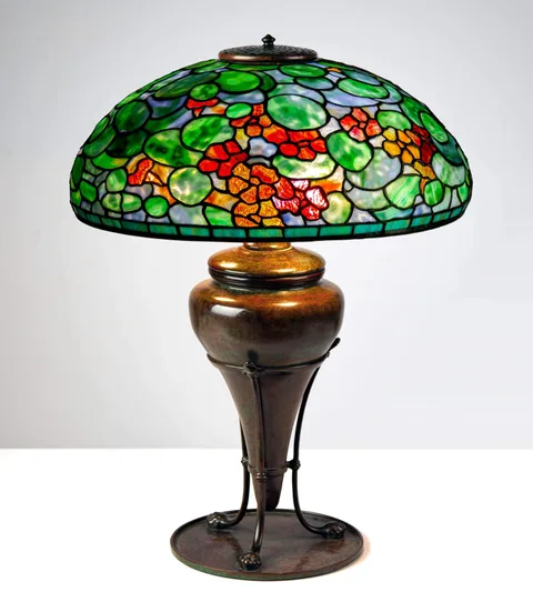 Tiffany Studios, Nasturtium, Leaded glass and patinaed bronze