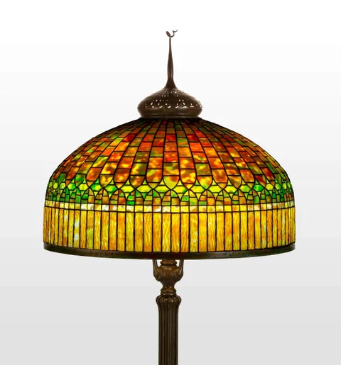 Tiffany Studios, Dichroic "Curtain Border" Floor Lamp, 1910, Leaded glass