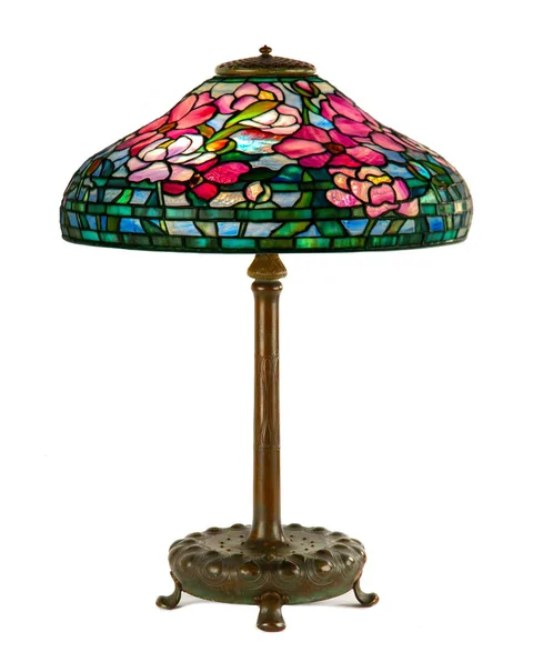 Tiffany Studios, Peony Table Lamp, circa 1910, Leaded glass and patinaed bronze