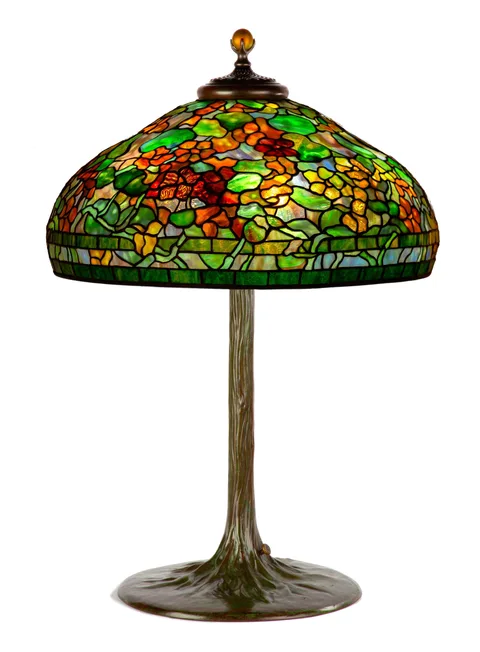 Tiffany Studios, Nasturtium Table Lamp, circa 1910, Leaded glass and patinaed bronze