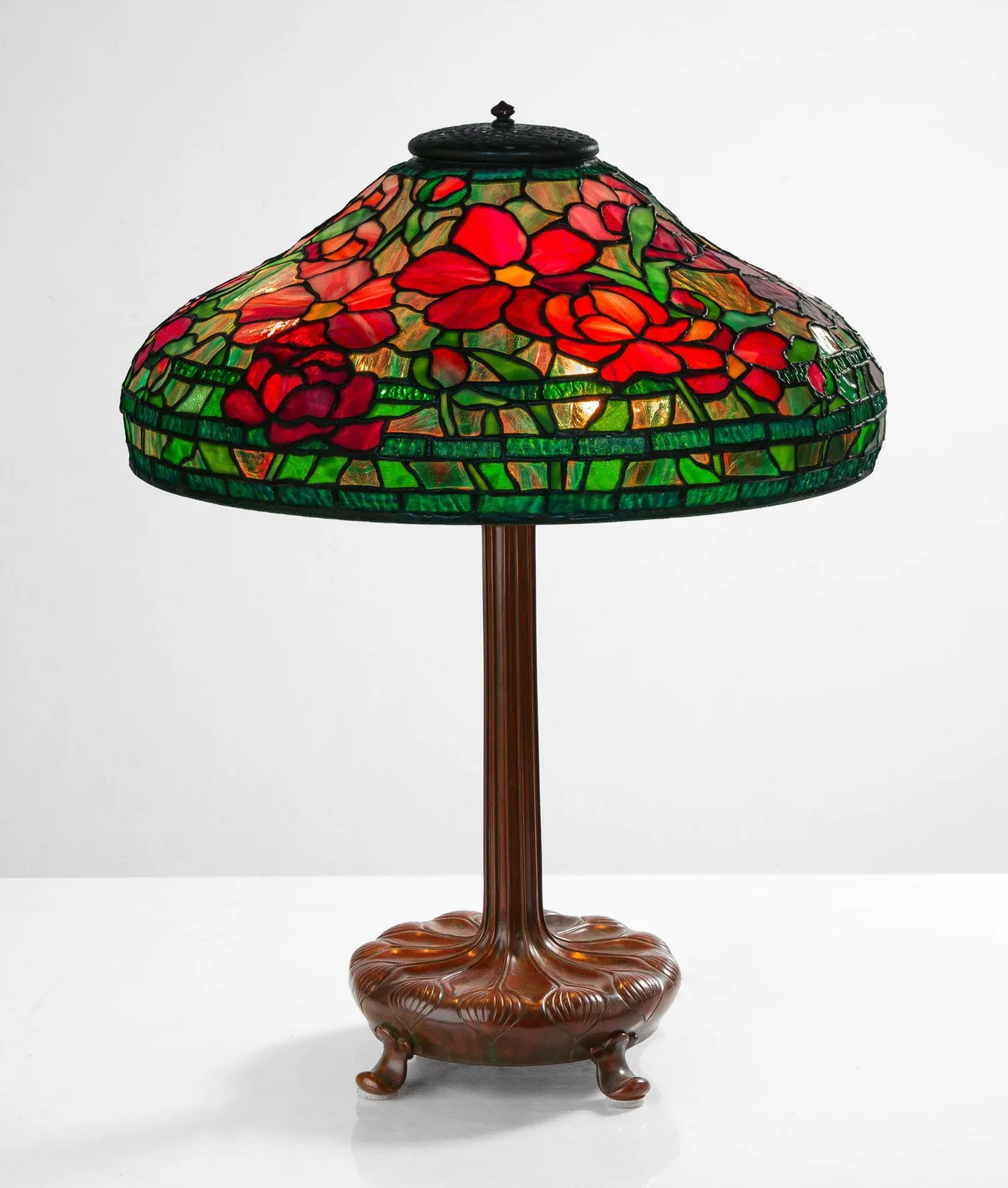 Peony Table Lamp by Tiffany Studios, 1910, Leaded glass, sold Mar 2024