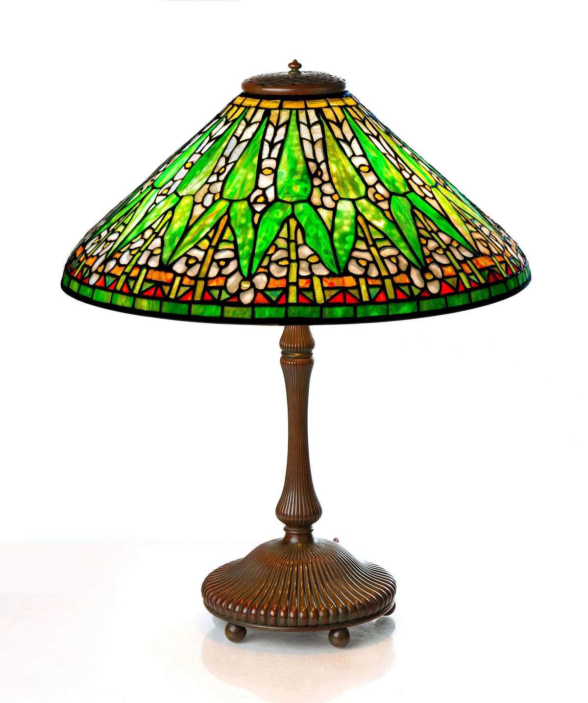 Arrowroot Table Lamp by Tiffany Studios, 1910, Leaded glass, sold Mar 2024