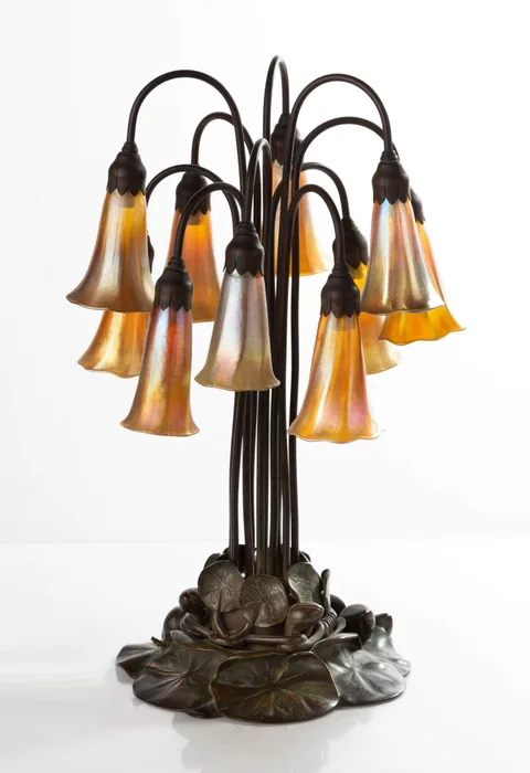 Tiffany Studios, Ten-Light Lily Lamp, 1905, Favrile glass