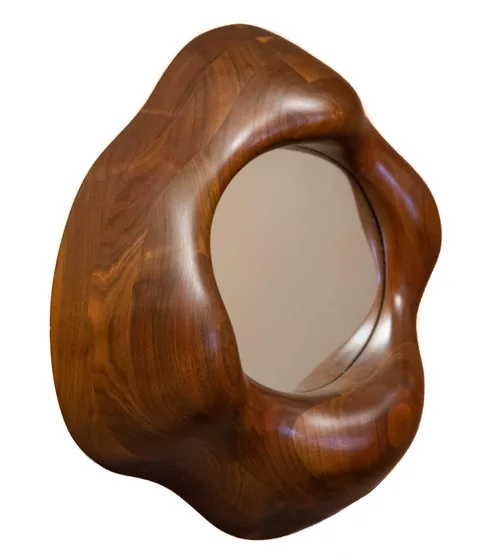 Biomorphic Form Mirror by Wendell Castle, 1975, Carved and stack laminated walnut, sold Mar 2022