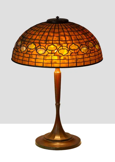 Tiffany Studios, Dichroic Acorn Lamp, 1910, leaded glass