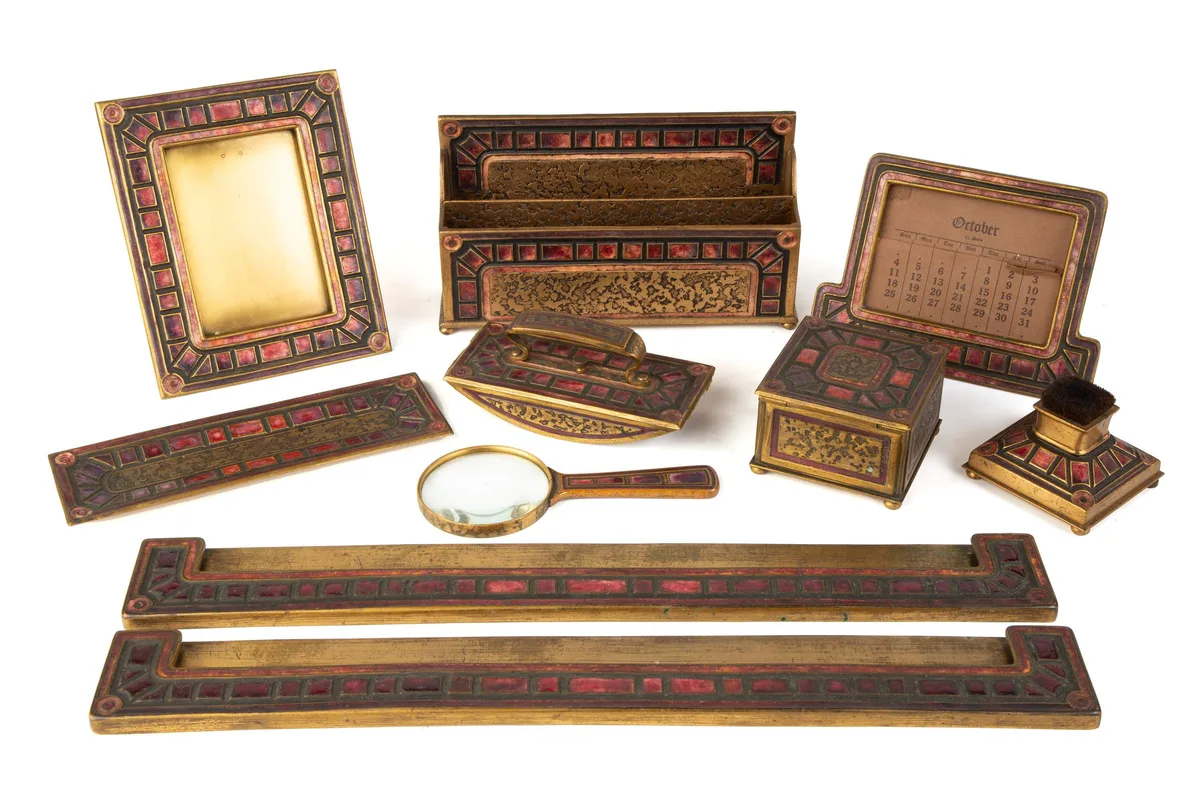 Art Deco Pattern Desk Set by Tiffany Studios, sold Mar 2019