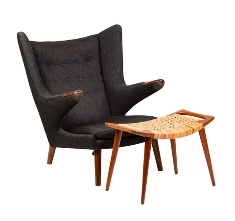 Papa Bear Chair and Ottoman by Hans J. Wegner, sold Sep 2019