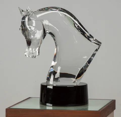 Lalique, France, Clear Crystal Horse's Head Sculpture