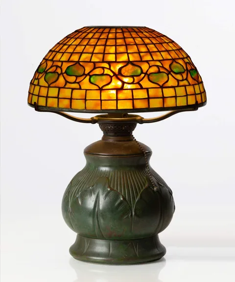 Tiffany Studios, Leaf and Vine Lamp, 1905, leaded glass and patinaed bronze