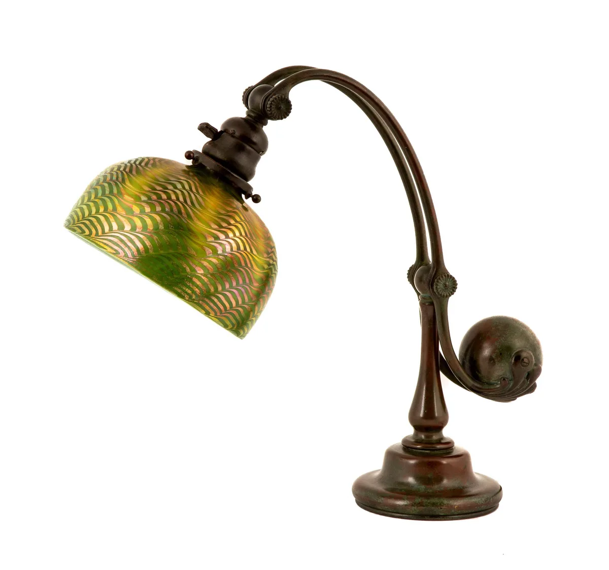 Counter Balance Table Lamp by Tiffany Studios, Favrile glass, sold Mar 2020