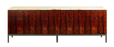Brazalian Rosewood & Carrara Marble Credenza by Florence Knoll, sold Sep 2019