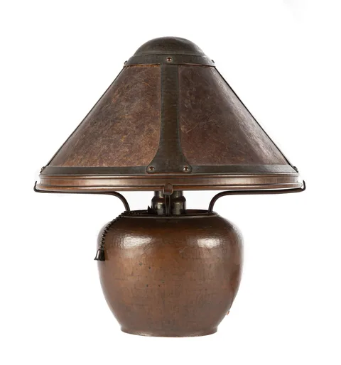 Dirk Van Erp, Boudoir Lamp, Hand-wrought copper