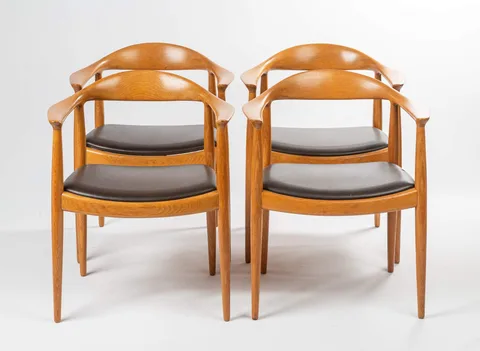 Set of Four by Hans J. Wegner, 1940s, Oak, sold Mar 2025