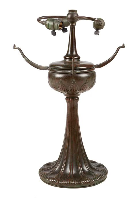 Tyler Lamp Base by Tiffany Studios, Patinated bronze, sold May 2021