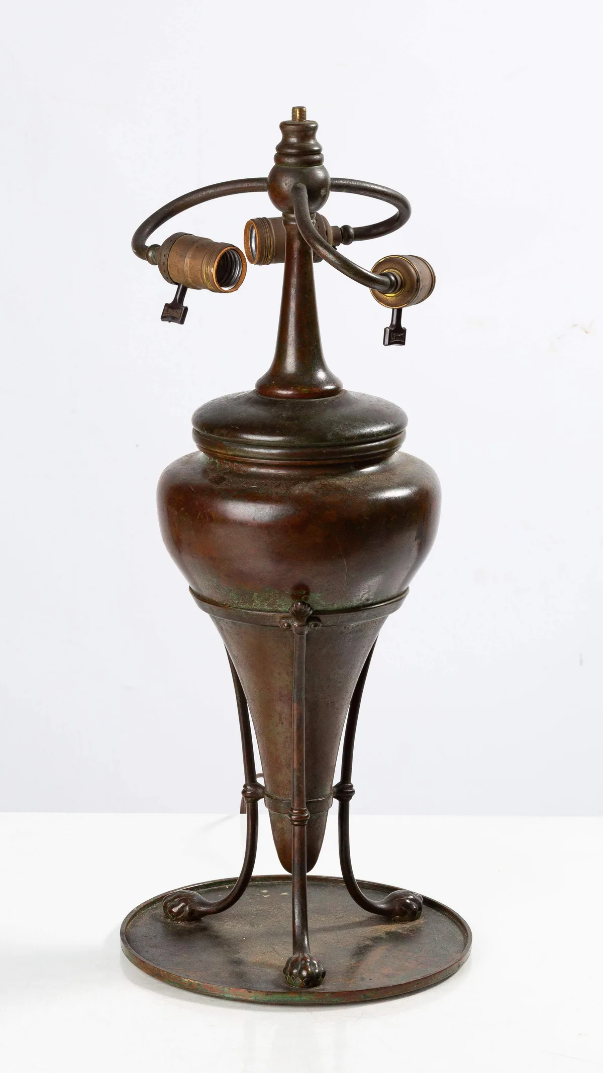 Lamp Base by Tiffany Studios, 1910, Patinaed bronze, sold May 2026