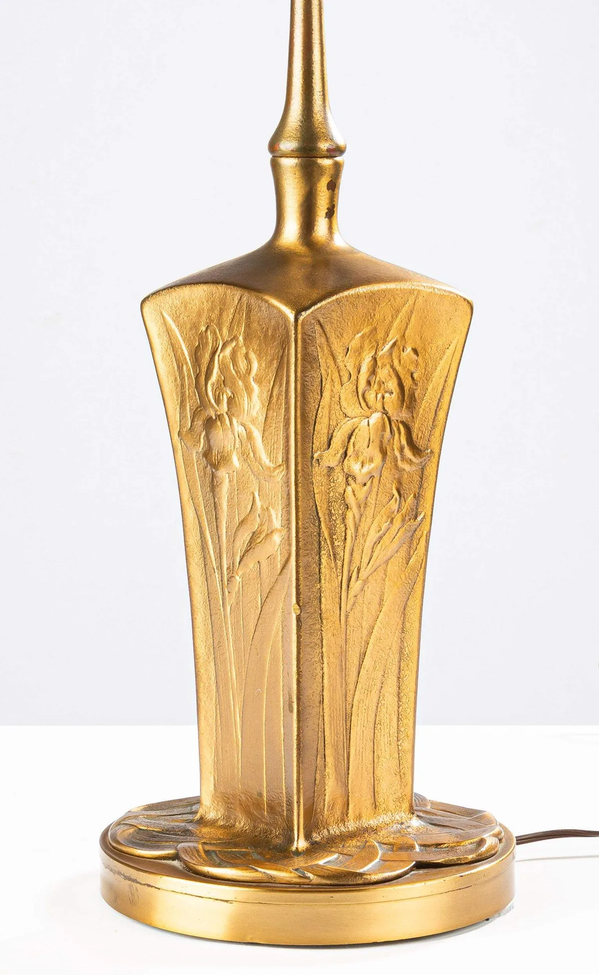 Iris Lamp Base by Tiffany Studios, patinaed bronze, sold Sep 2022