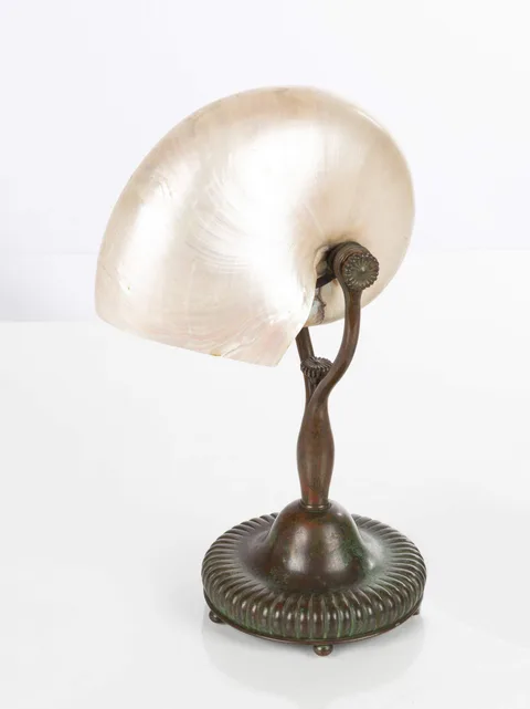 Tiffany Studios, Nautilus Desk Lamp, Patinaed bronze