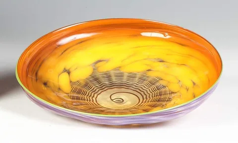 Dale Chihuly, Orange/Purple Shell w/Lime Trim