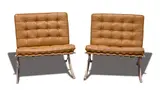 Ludwig Mies van der Rohe, Gerald R. Griffith, Pair of Early Barcelona Chairs & Ottomans